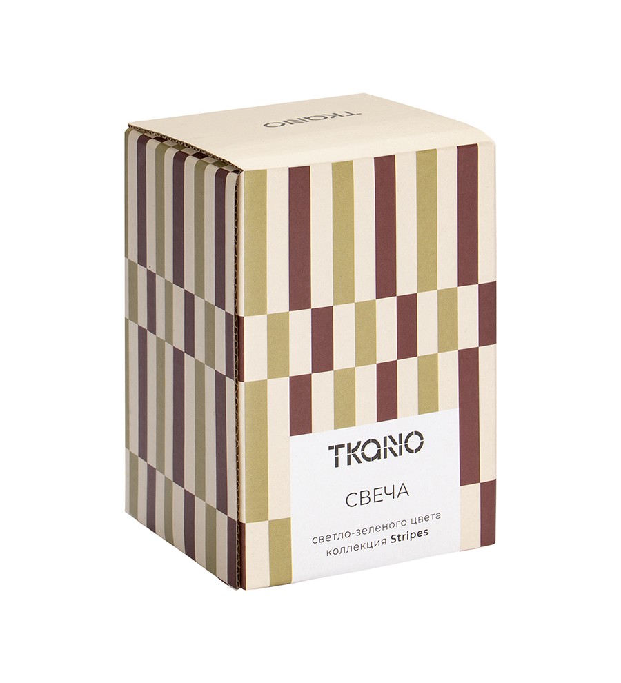 Свеча в полоску светло-зеленого цвета из коллекции stripes, 10см
