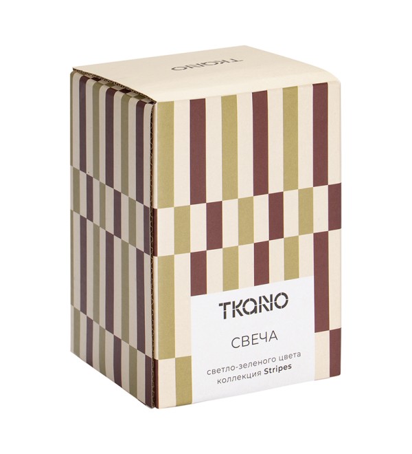 Свеча в полоску светло-зеленого цвета из коллекции stripes, 10см