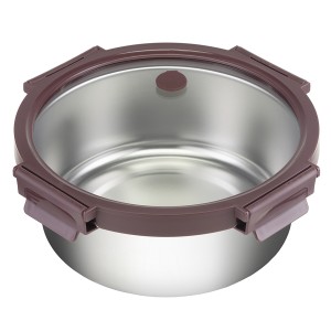 Контейнер стальной круглый click steel, 1,5 л, сливовый
