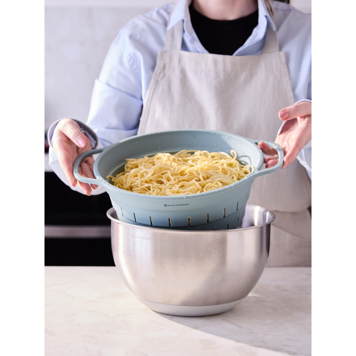Дуршлаг складной силиконовый smart helper, D25,5 см, шалфей