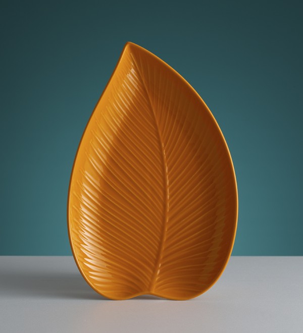 Блюдо сервировочное in the forest leaf, 23х35 см, желтое