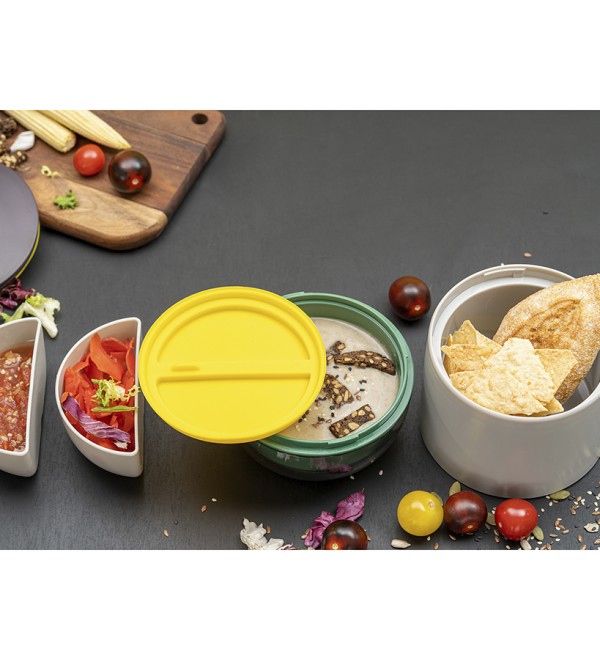 Ланч-бокс meals, 800 мл, светло-серый/зеленый
