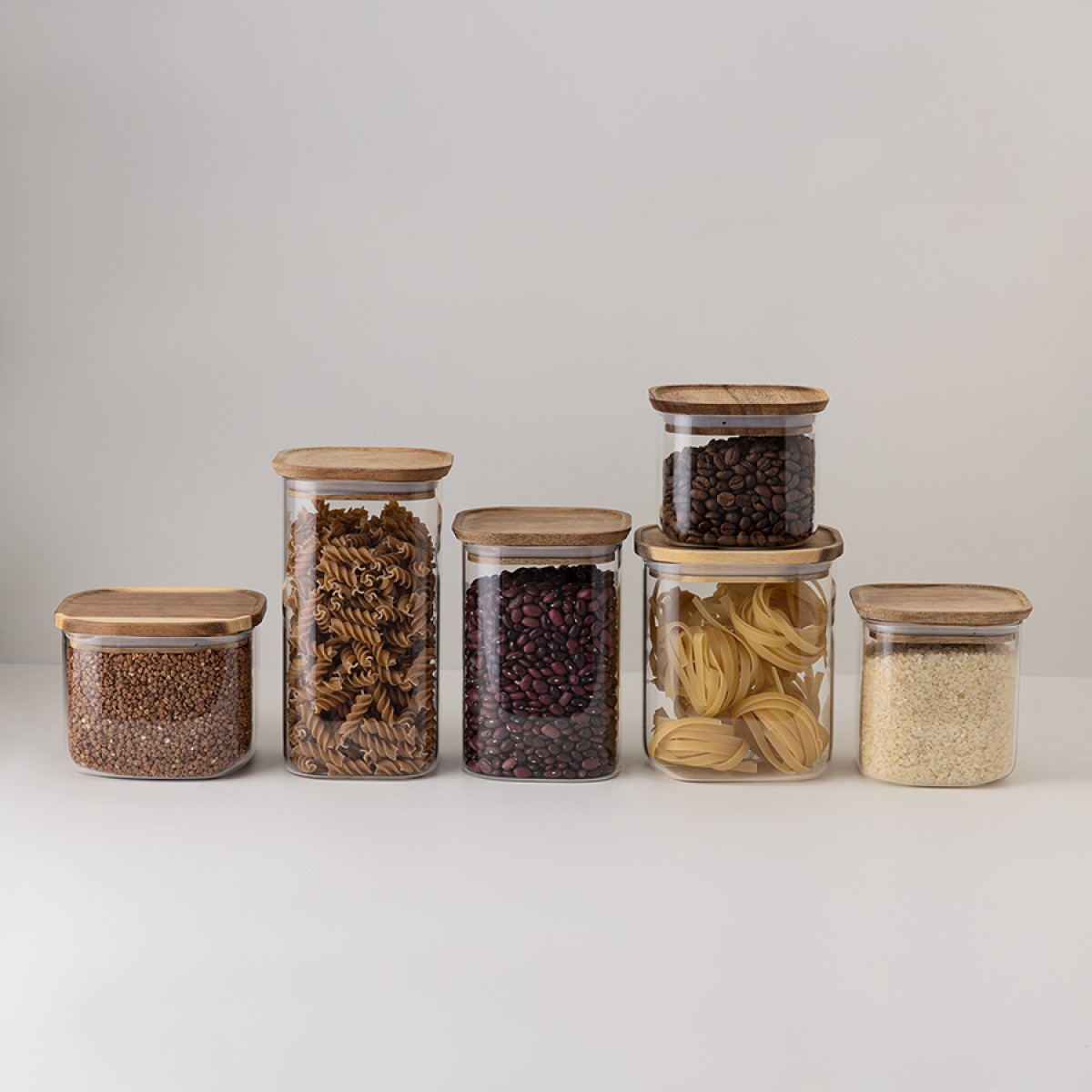Банка для хранения квадратная glass acacia,1 л