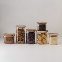 Банка для хранения квадратная glass acacia,1 л