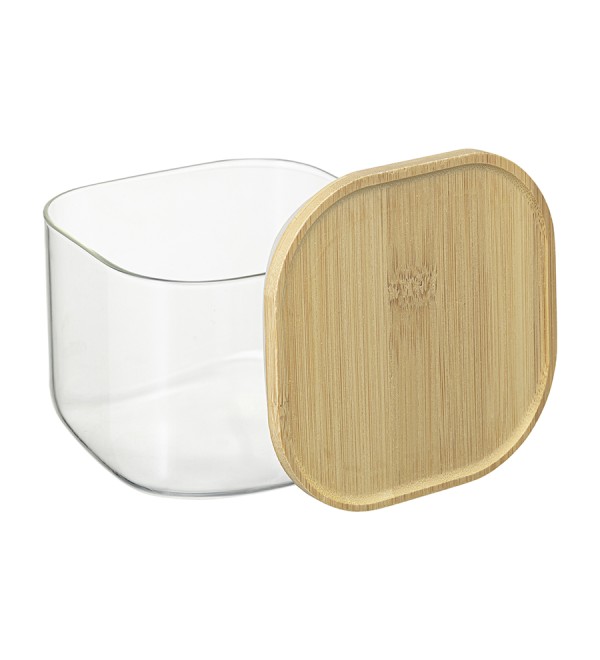 Банка для хранения квадратная glass bamboo,1 л