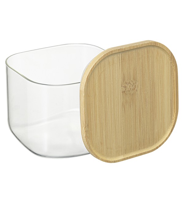 Банка для хранения квадратная glass bamboo,1 л