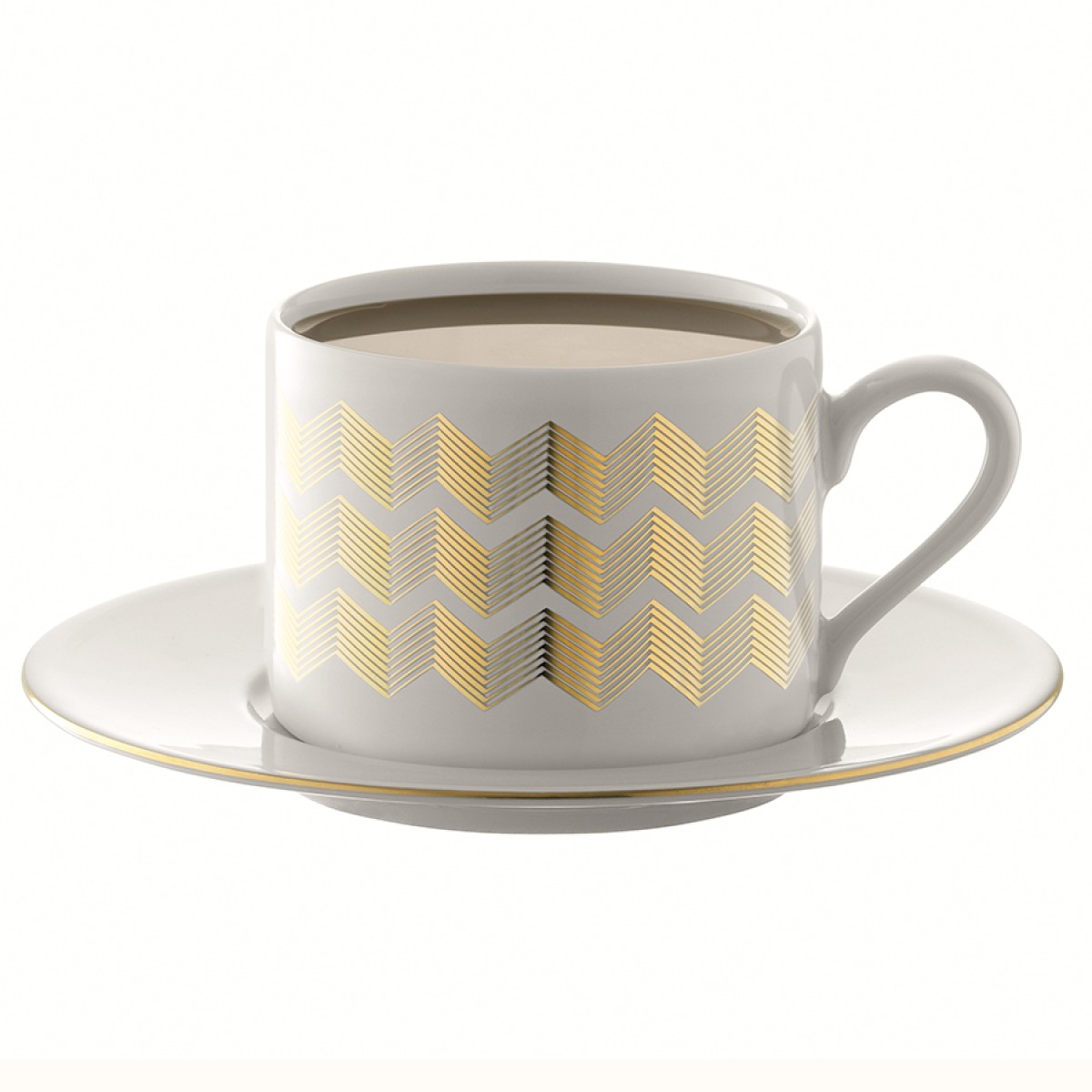 Набор чашек с блюдцами signature, chevron, 4 шт, 250 мл, золото