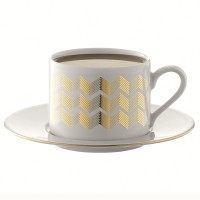 Набор чашек с блюдцами signature, chevron, 4 шт, 250 мл, золото