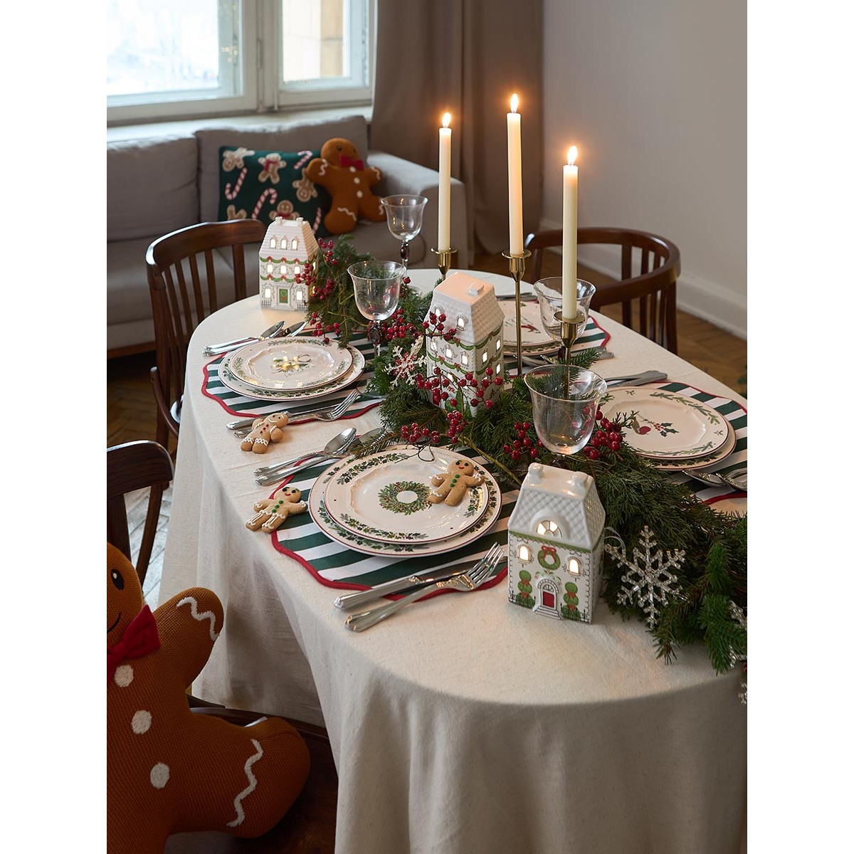Салфетка под приборы trendy christmas зеленого цвета из коллекции new year essential, D40 см