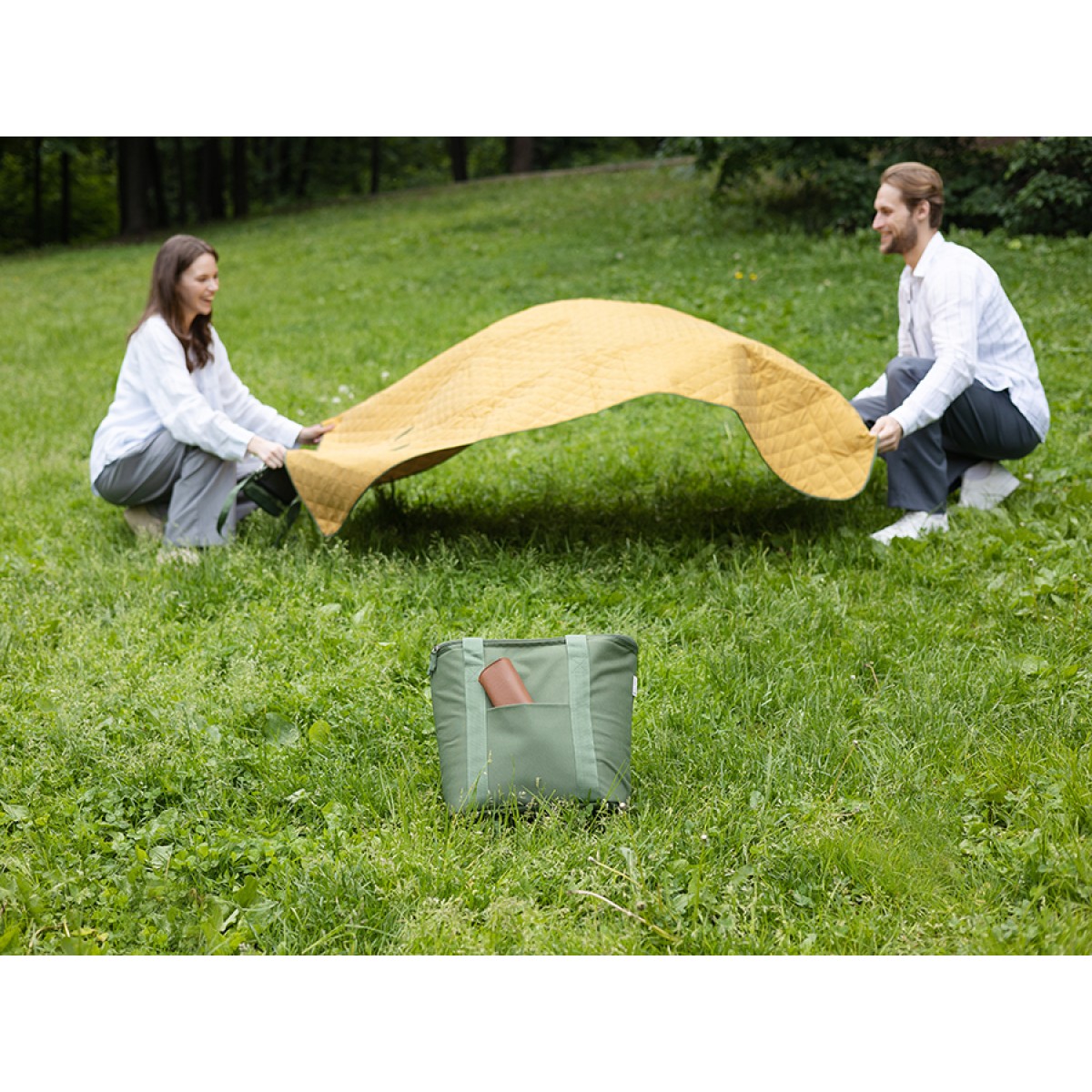 Плед для пикника и отдыха на пляже smart picnic, горчичный