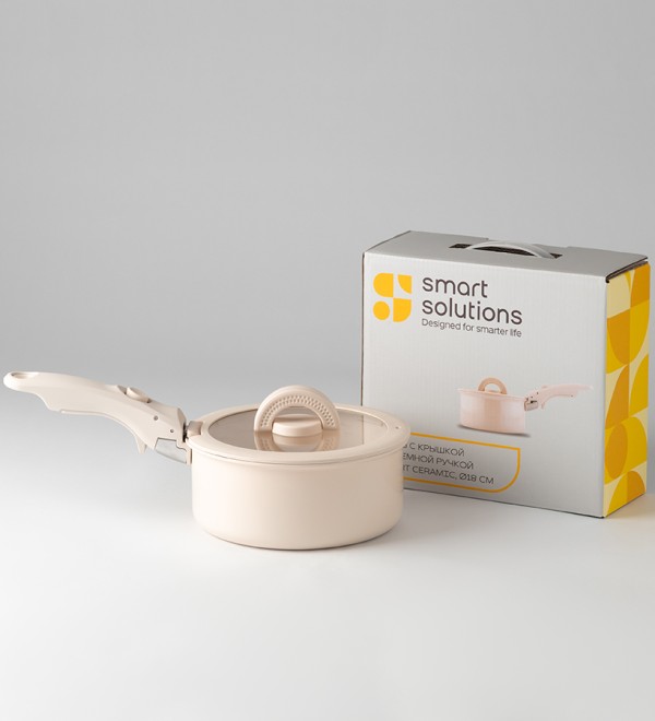 Ковш с крышкой и съемной ручкой smart ceramic, D18 см