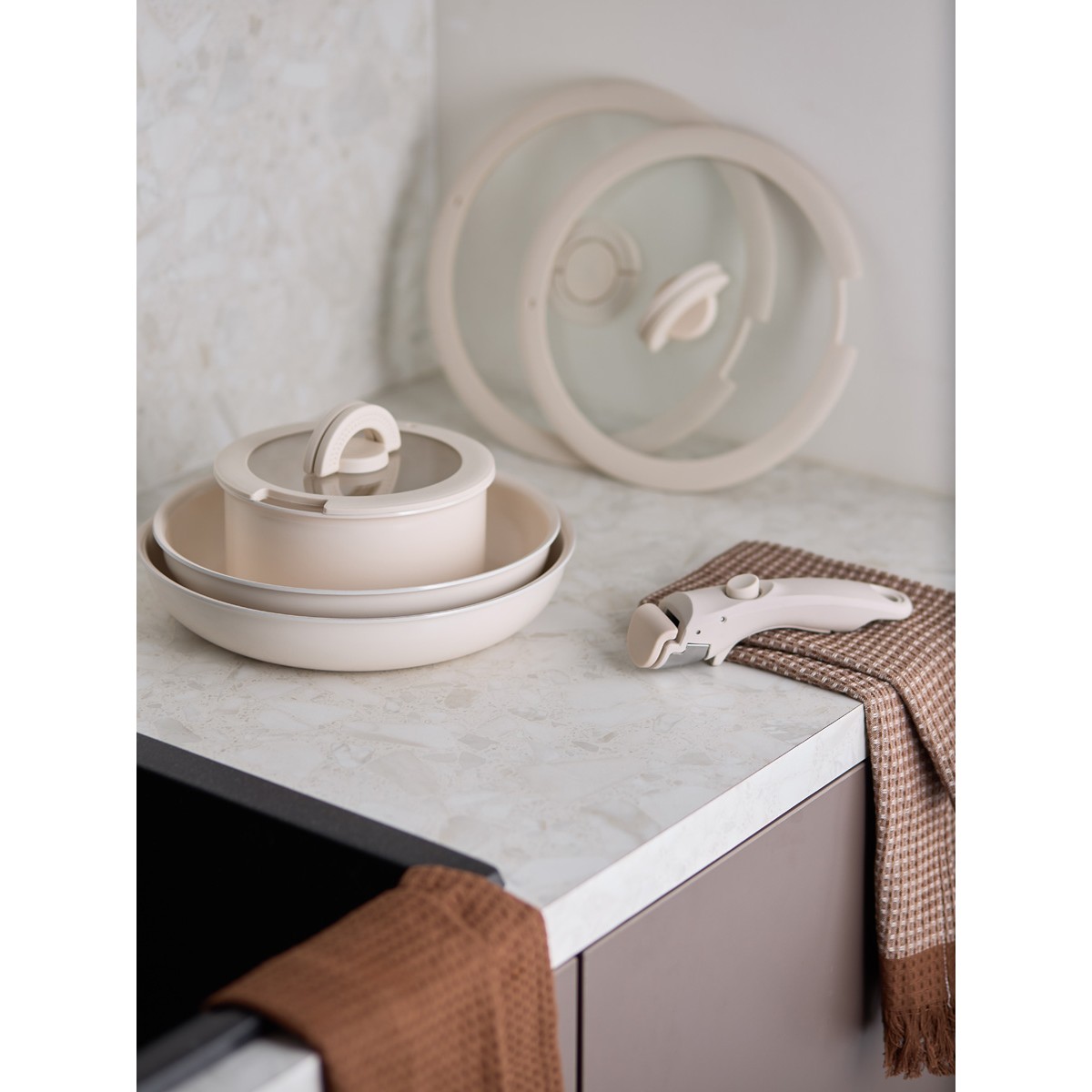 Сковорода с крышкой и съемной ручкой smart ceramic, D26 см