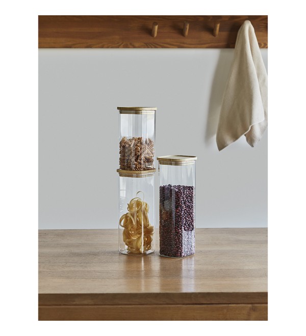 Банка для хранения квадратная glass bamboo, 2,2 л