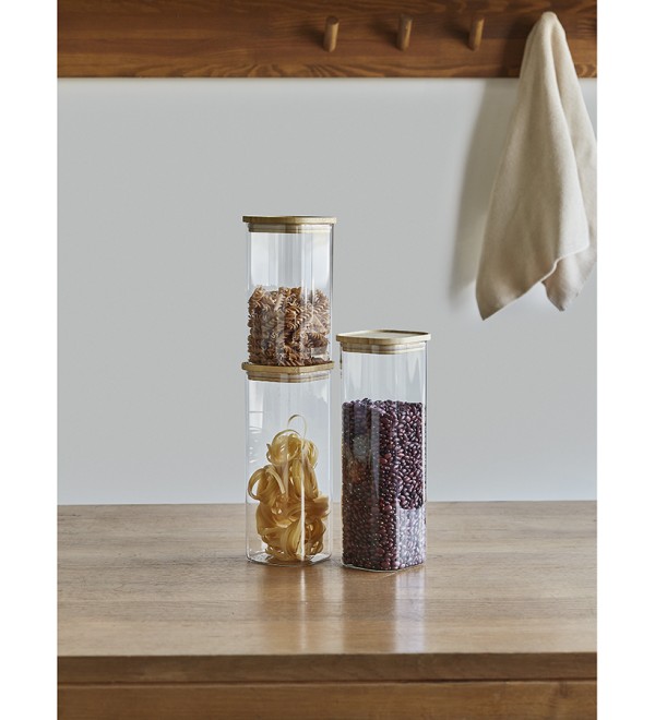 Банка для хранения квадратная glass bamboo, 2,2 л