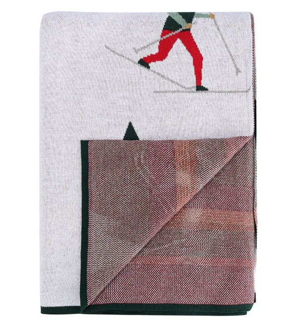 Плед из хлопка с новогодним рисунком let's ski из коллекции new year essential, 130x180 см
