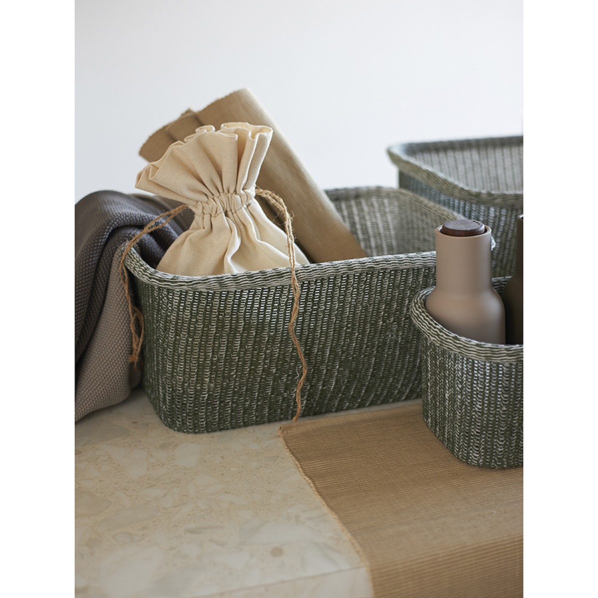 Набор из 4-х корзин для хранения sustainable collection, оливковый