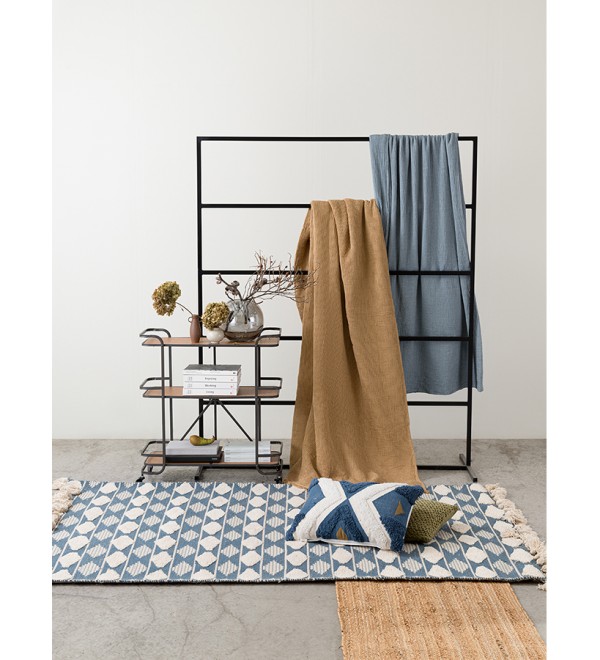 Ковер из хлопка синего цвета argyle из коллекции ethnic, 70х160 см