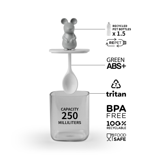 Банка для сыпучих продуктов lucky mouse seasoning с ложкой, 250 мл