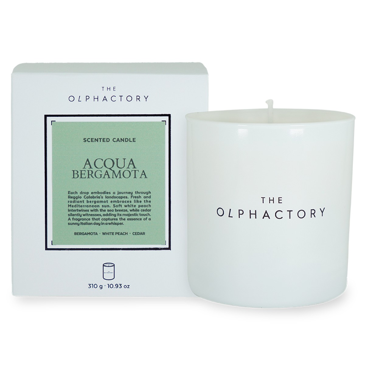 Свеча ароматическая the olphactory, white insignia, acqua bergamota, 60 ч