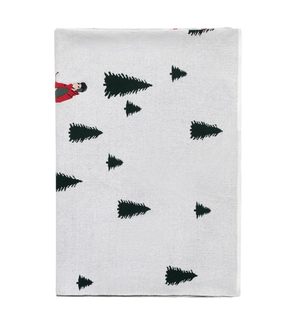 Плед вязаный с новогодним рисунком Лыжники из коллекции new year essential,130х180 см