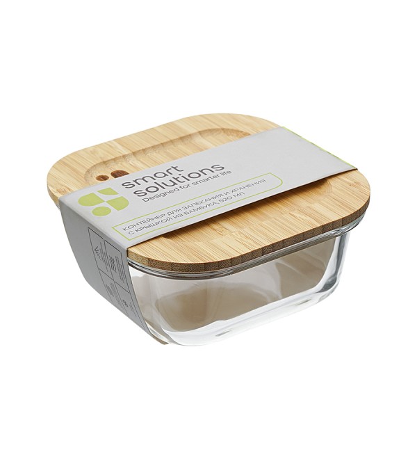 Контейнер для запекания и хранения eco store с крышкой из бамбука, 520 мл