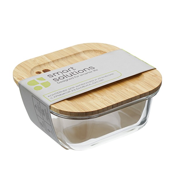 Контейнер для запекания и хранения eco store с крышкой из бамбука, 520 мл