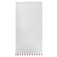 Полотенце банное белое, с кисточками цвета красной глины из коллекции essential, 70х140 см