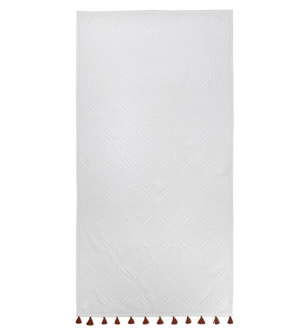 Полотенце банное белое, с кисточками цвета красной глины из коллекции essential, 70х140 см
