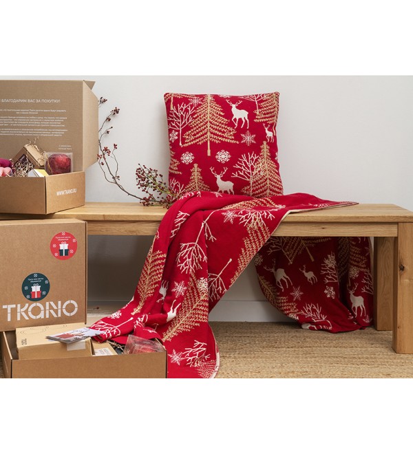 Подушка вязаная с новогодним рисунком winter fairytale  из коллекции new year essential, 45х45 см