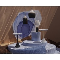 Столик кофейный sustainable collection, D38 см, серо-голубой/черный