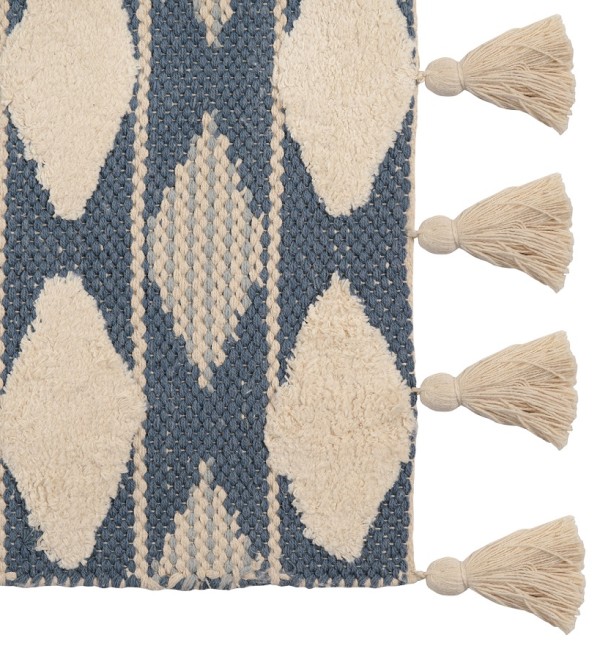 Ковер из хлопка синего цвета argyle из коллекции ethnic, 70х160 см