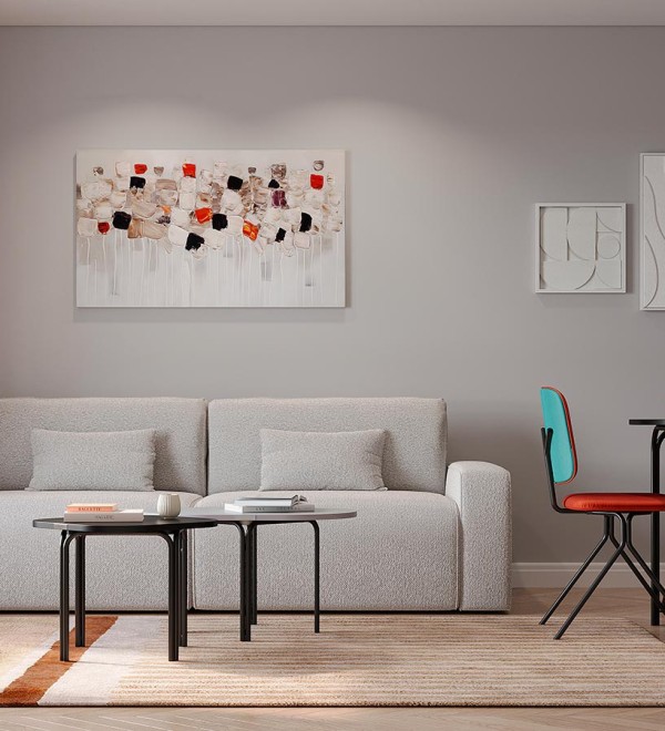 Панно декоративное с эффектом 3d minimalism, с белой рамой, 40х40 см