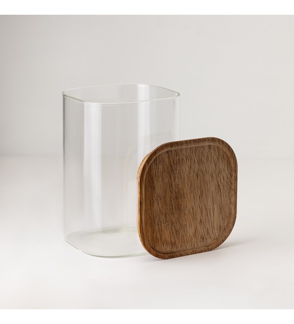 Банка для хранения квадратная glass acacia, 1,1 л