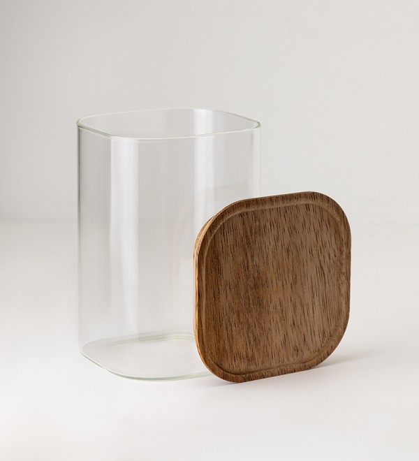Банка для хранения квадратная glass acacia, 1,1 л