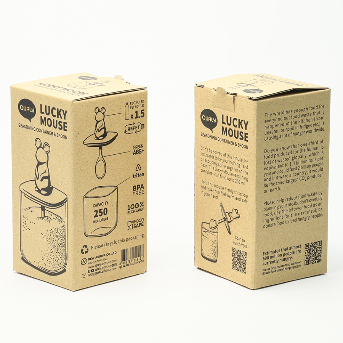 Банка для сыпучих продуктов lucky mouse seasoning с ложкой, 250 мл