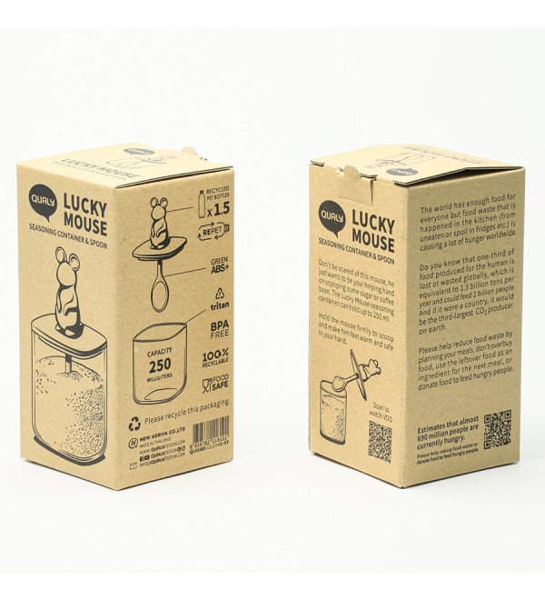 Банка для сыпучих продуктов lucky mouse seasoning с ложкой, 250 мл