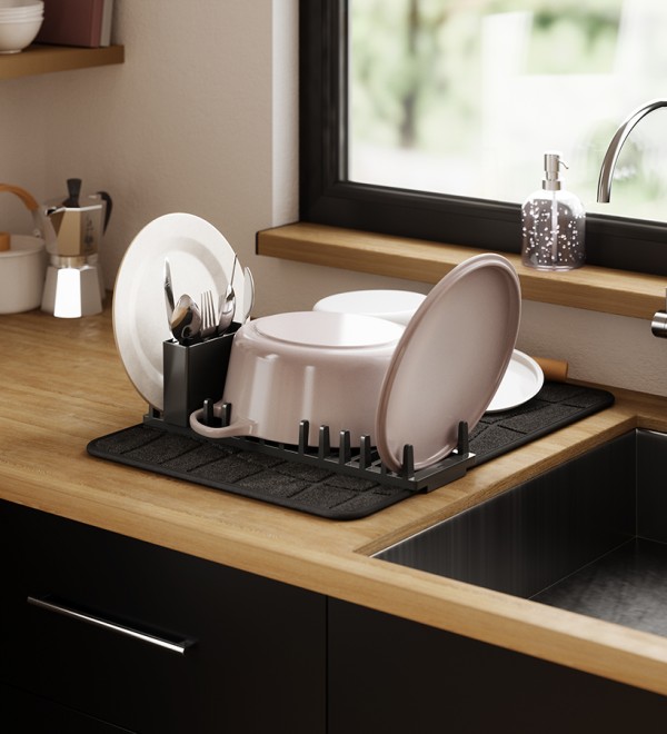 Коврик для сушки посуды udry, 43х61 см, черный