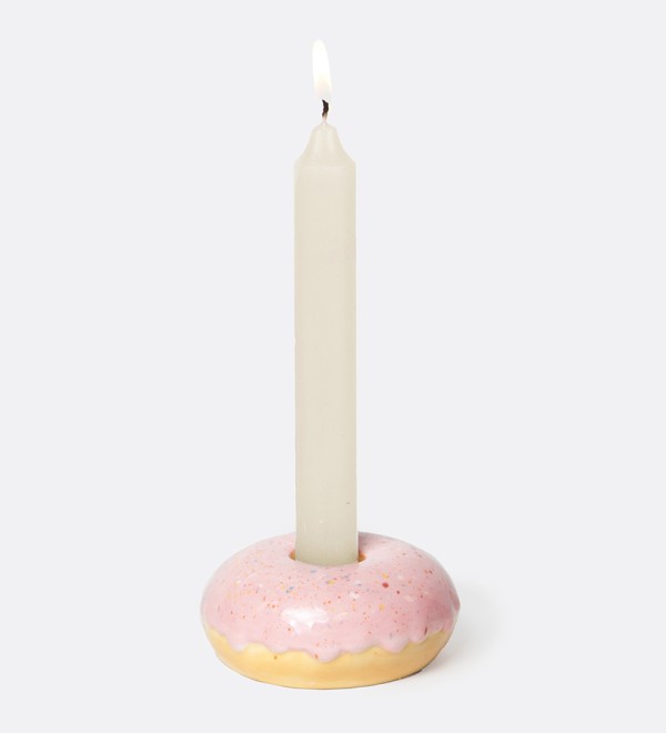 Подсвечник fast food, donut, D7 см, розовый