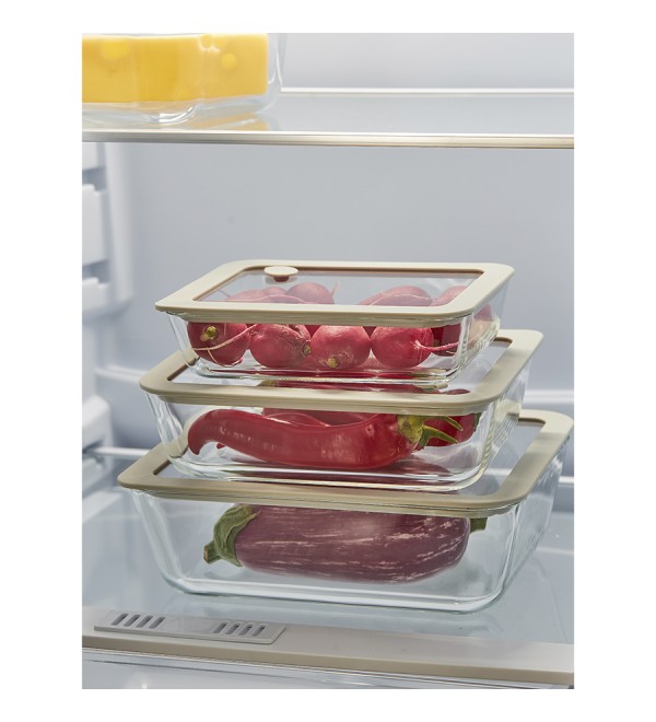 Контейнер для запекания и хранения с вакуумным эффектом vacuum glass, 2,6 л, молочный