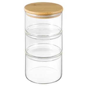 Набор из 3 банок для хранения eco store с крышками из бамбука