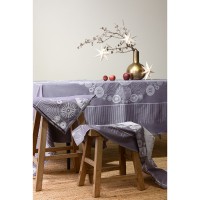 Салфетка из хлопка фиолетово-серого цвета с рисунком Ледяные узоры, new year essential, 53х53см