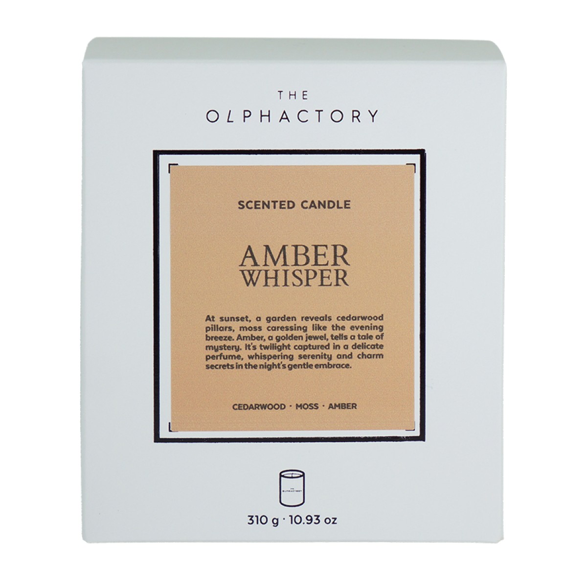 Свеча ароматическая the olphactory, white insignia, amber whisper, 60 ч