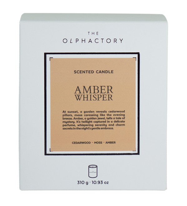 Свеча ароматическая the olphactory, white insignia, amber whisper, 60 ч