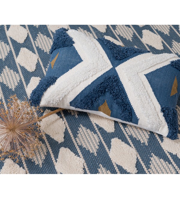 Ковер из хлопка синего цвета argyle из коллекции ethnic, 70х160 см