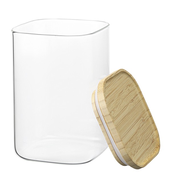 Банка для хранения квадратная glass bamboo, 1,1 л