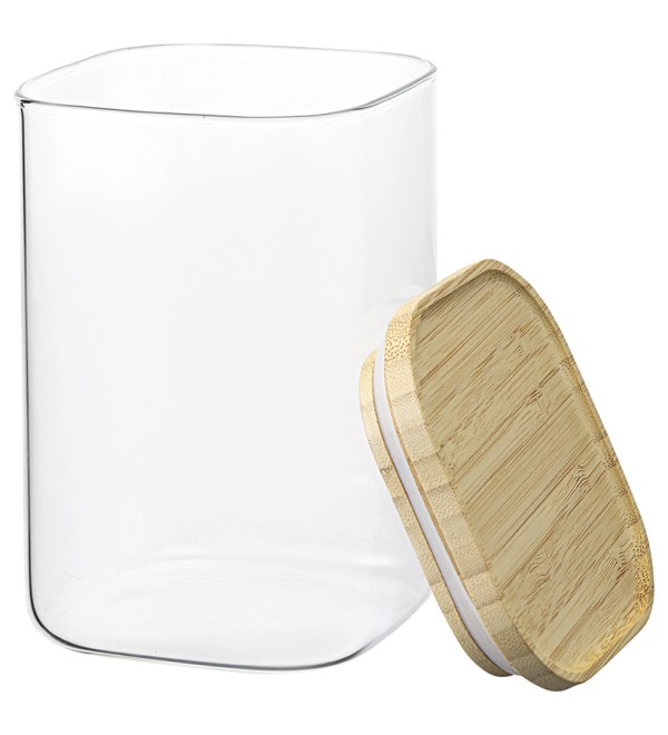 Банка для хранения квадратная glass bamboo, 1,1 л