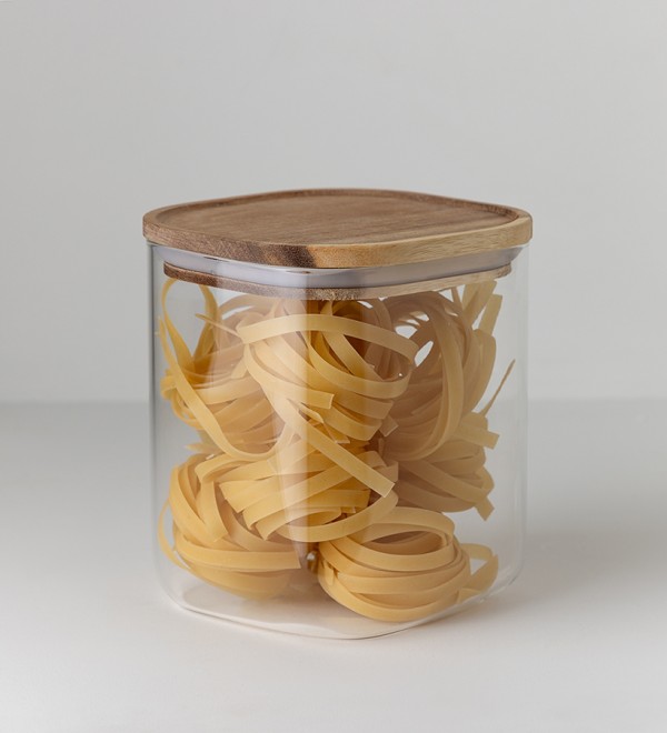 Банка для хранения квадратная glass acacia, 1,5 л