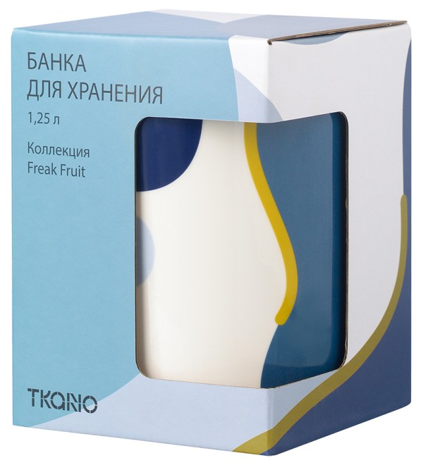 Банка для хранения синего цвета с авторским принтом из коллекции freak fruit, 1,25л