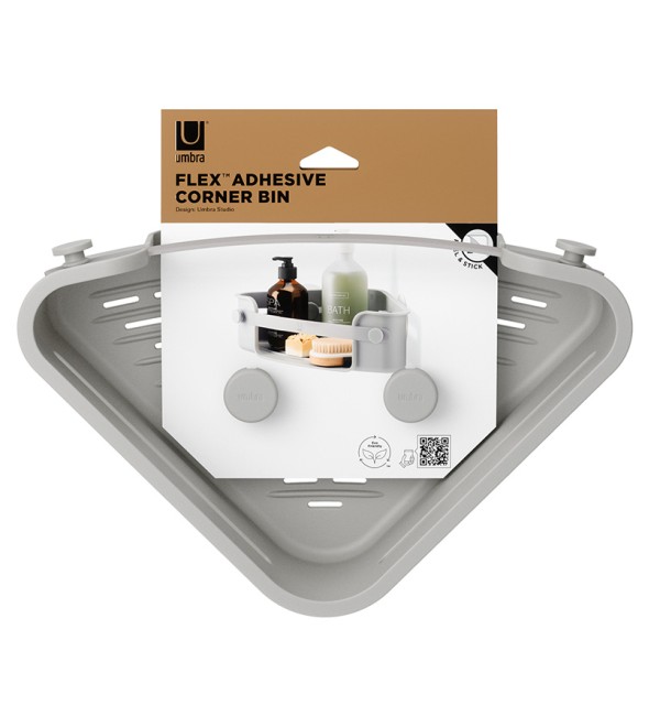 Органайзер для душа угловой flex adhesive, серый