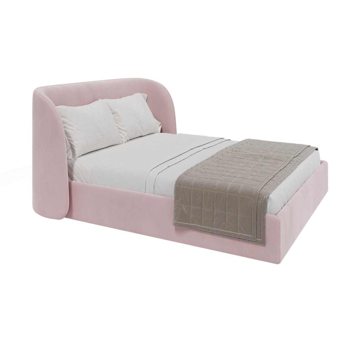 Кровать двуспальная Classic 160 см (розовый, велюр)